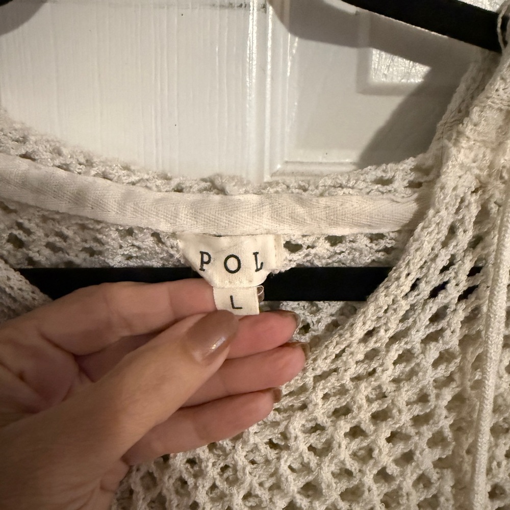POL Cream Knit Crochet Top size L - Picture 2 of 4